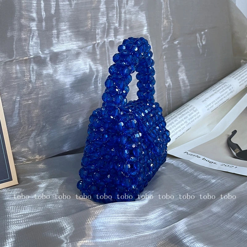 The Nautical Luxe Collection – Luxury Hand-Beaded Acrylic Bucket Bag with Swarovski Elements