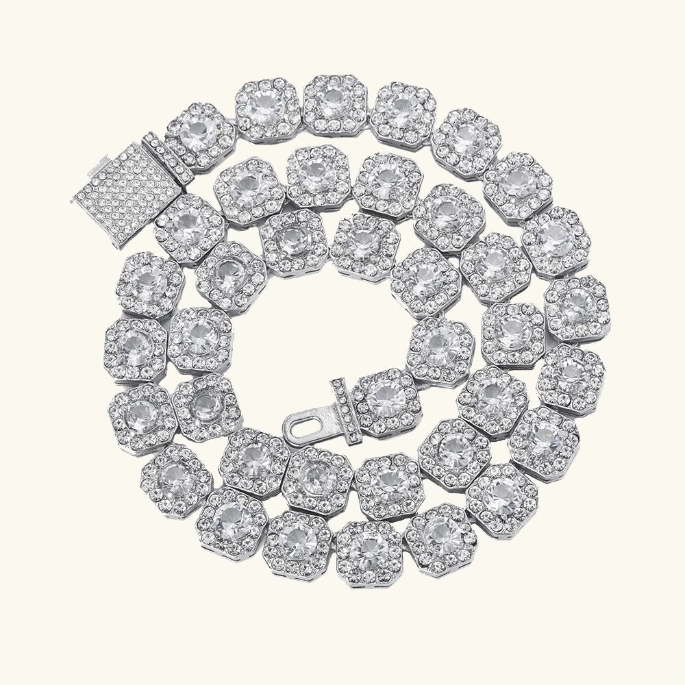14K Gold Plated Square Zircon Tennis Chain with Lobster Clasp – The Cubist Collection by Elaren

