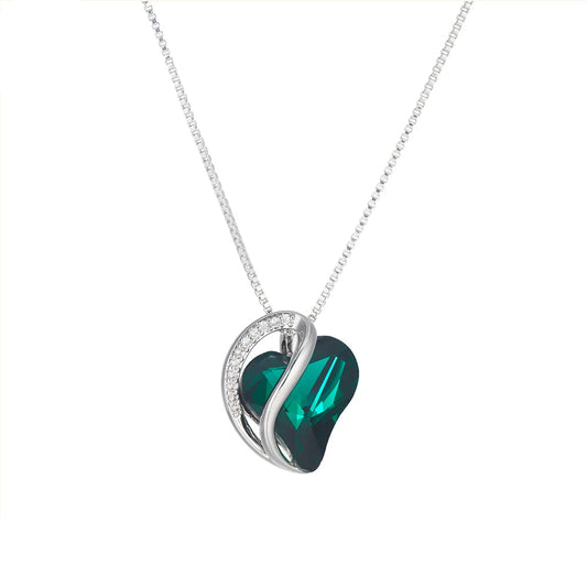 925 Sterling Silver Colorful Crystal Heart Necklace for Women & Girls – Trendy Daily Jewelry by Elaren