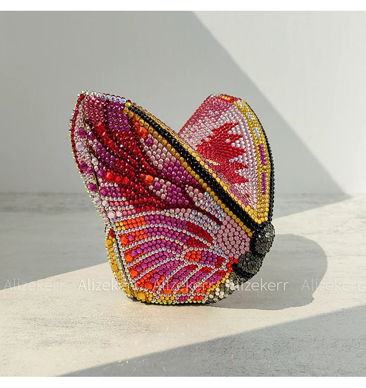 Rhinestone Butterfly Clutch - Crystal Evening Wedding Bag