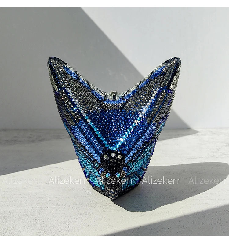 Rhinestone Butterfly Clutch - Crystal Evening Wedding Bag