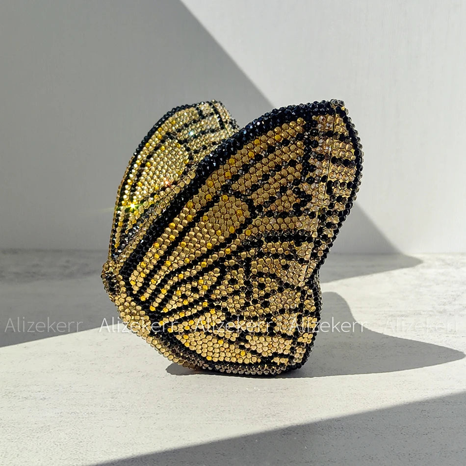Rhinestone Butterfly Clutch - Crystal Evening Wedding Bag