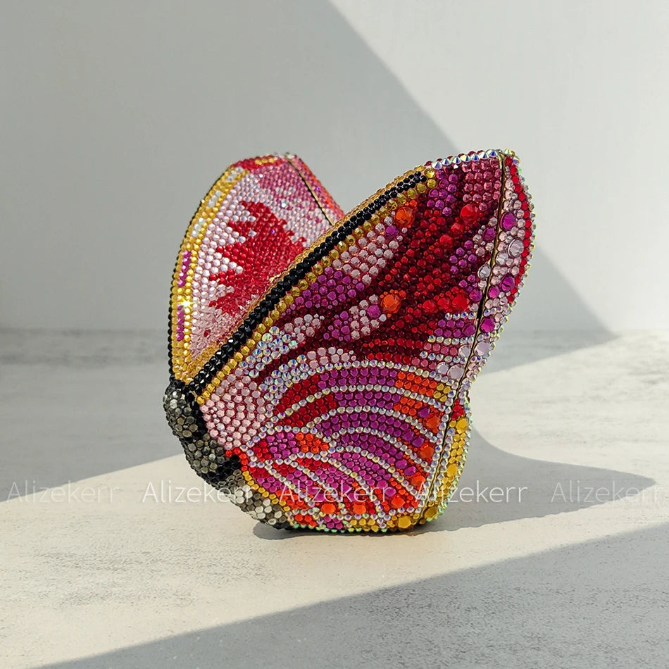 Rhinestone Butterfly Clutch - Crystal Evening Wedding Bag