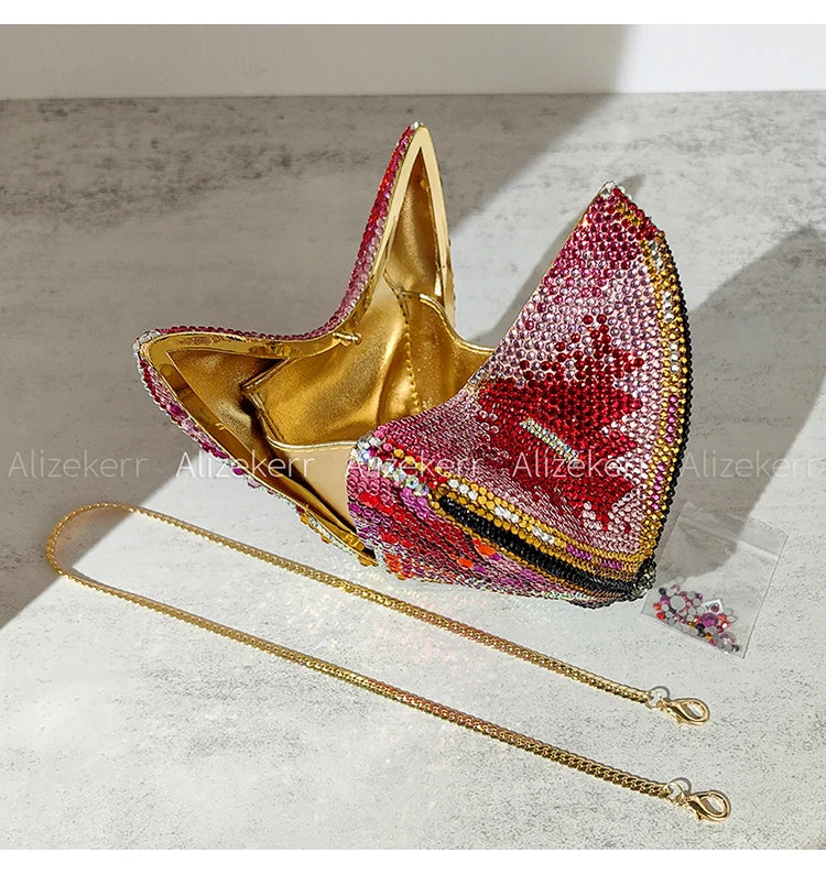 Rhinestone Butterfly Clutch - Crystal Evening Wedding Bag