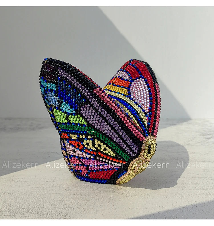 Rhinestone Butterfly Clutch - Crystal Evening Wedding Bag