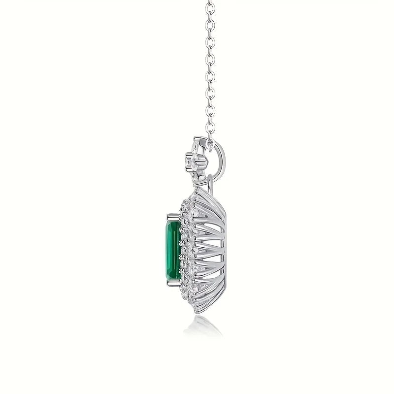 The Verdant Collection - Artisan Silver Necklace with Synthetic Emerald for Year-Round Style