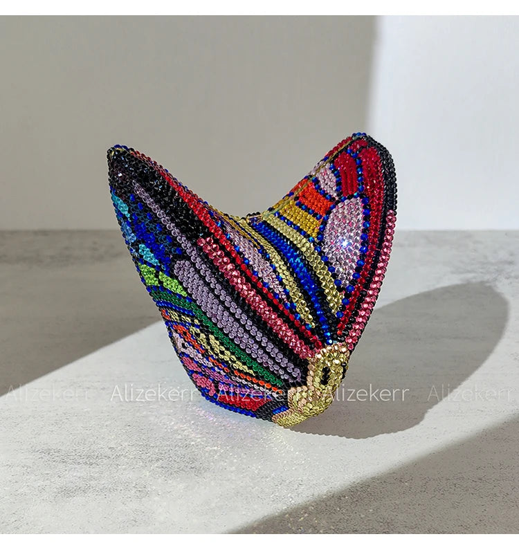 Rhinestone Butterfly Clutch - Crystal Evening Wedding Bag