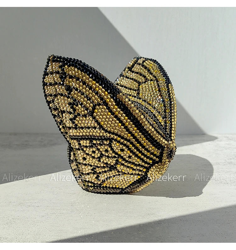 Rhinestone Butterfly Clutch - Crystal Evening Wedding Bag