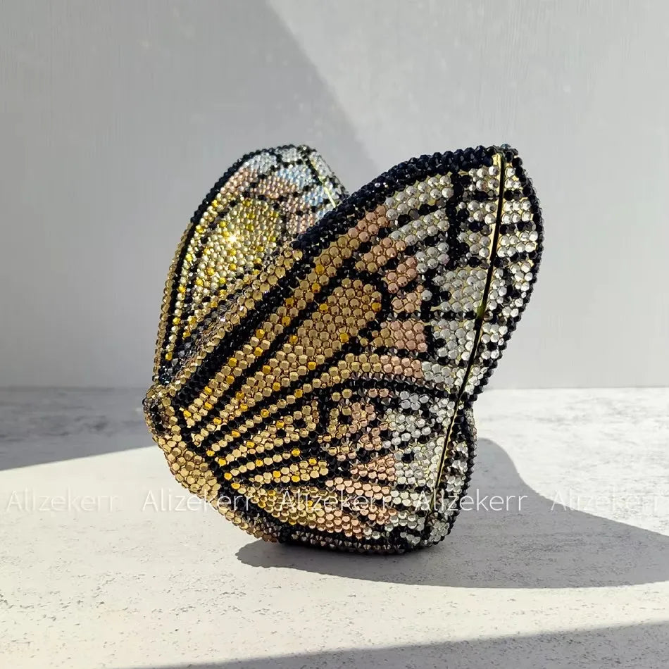Rhinestone Butterfly Clutch - Crystal Evening Wedding Bag