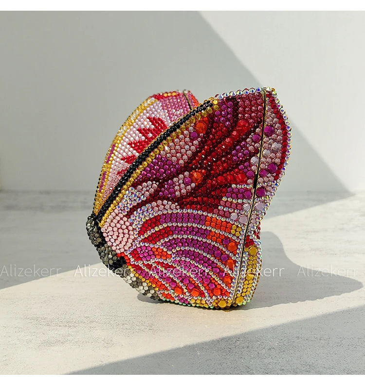 Rhinestone Butterfly Clutch - Crystal Evening Wedding Bag