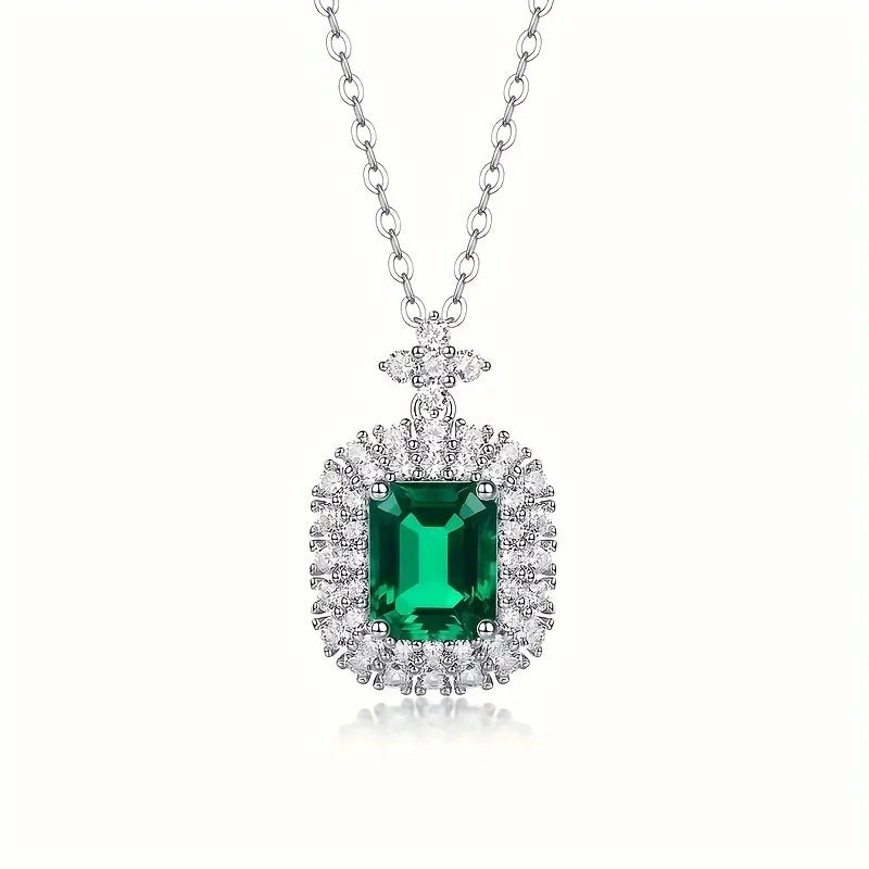 The Verdant Collection - Artisan Silver Necklace with Synthetic Emerald for Year-Round Style