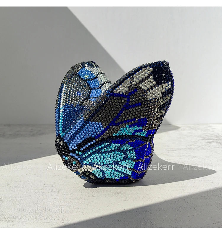 Rhinestone Butterfly Clutch - Crystal Evening Wedding Bag