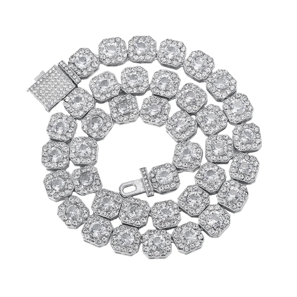 The Cubist Collection – 14K Gold Plated Square Zircon Tennis Chain with Secure Lobster Clasp