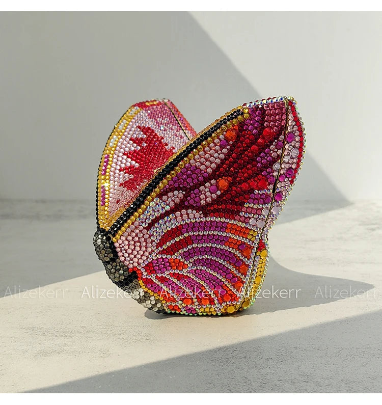 Rhinestone Butterfly Clutch - Crystal Evening Wedding Bag