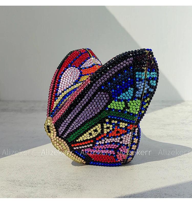 Rhinestone Butterfly Clutch - Crystal Evening Wedding Bag