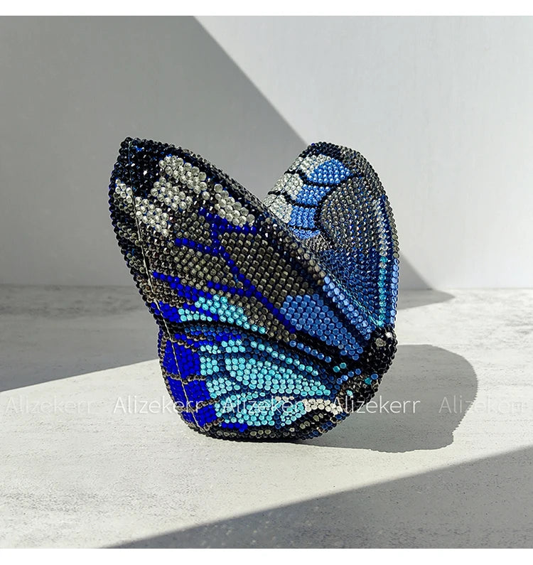 Rhinestone Butterfly Clutch - Crystal Evening Wedding Bag