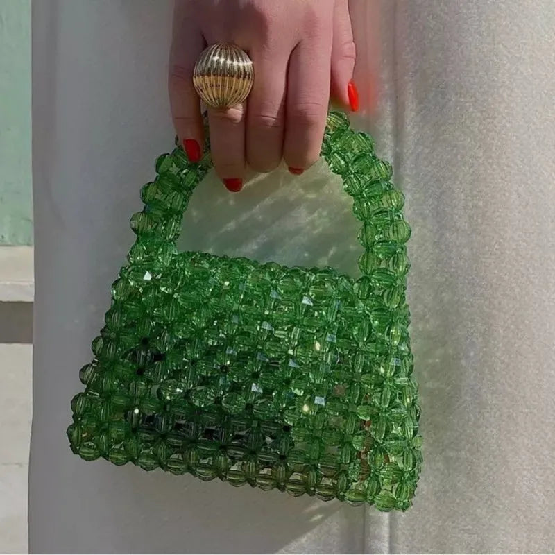 The Nautical Luxe Collection – Luxury Hand-Beaded Acrylic Bucket Bag with Swarovski Elements