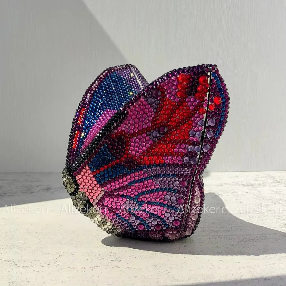 Rhinestone Butterfly Clutch - Crystal Evening Wedding Bag