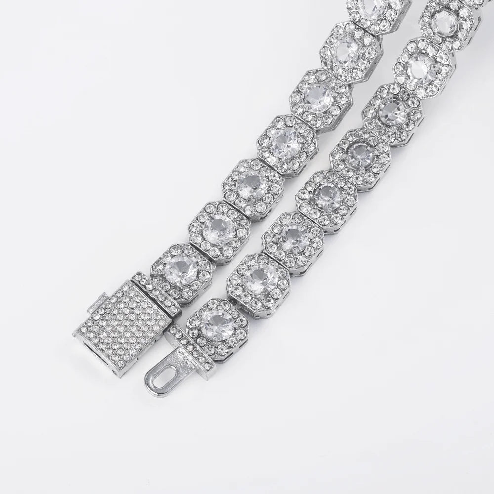 The Cubist Collection – 14K Gold Plated Square Zircon Tennis Chain with Secure Lobster Clasp