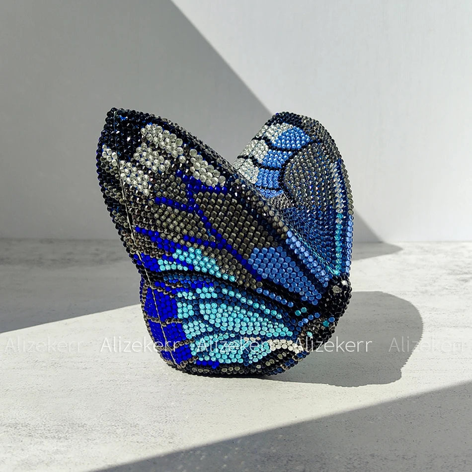 Rhinestone Butterfly Clutch - Crystal Evening Wedding Bag