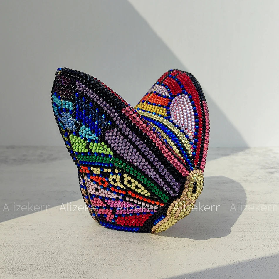 Rhinestone Butterfly Clutch - Crystal Evening Wedding Bag