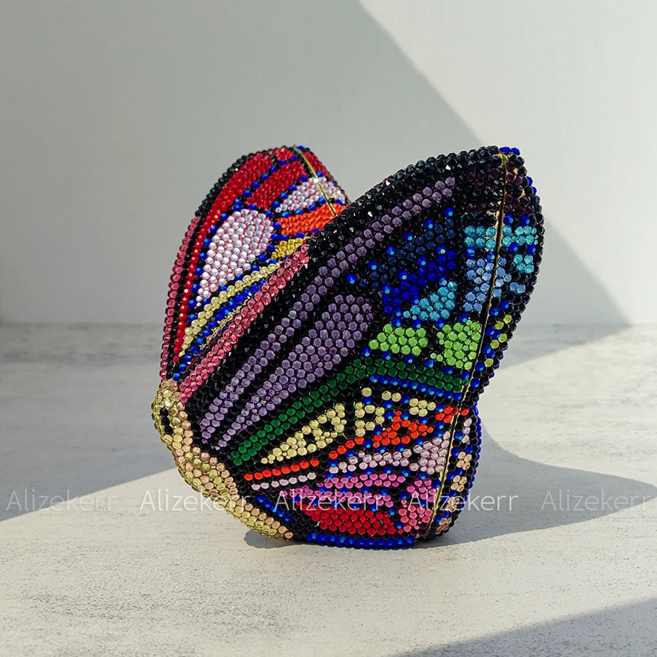 Rhinestone Butterfly Clutch - Crystal Evening Wedding Bag