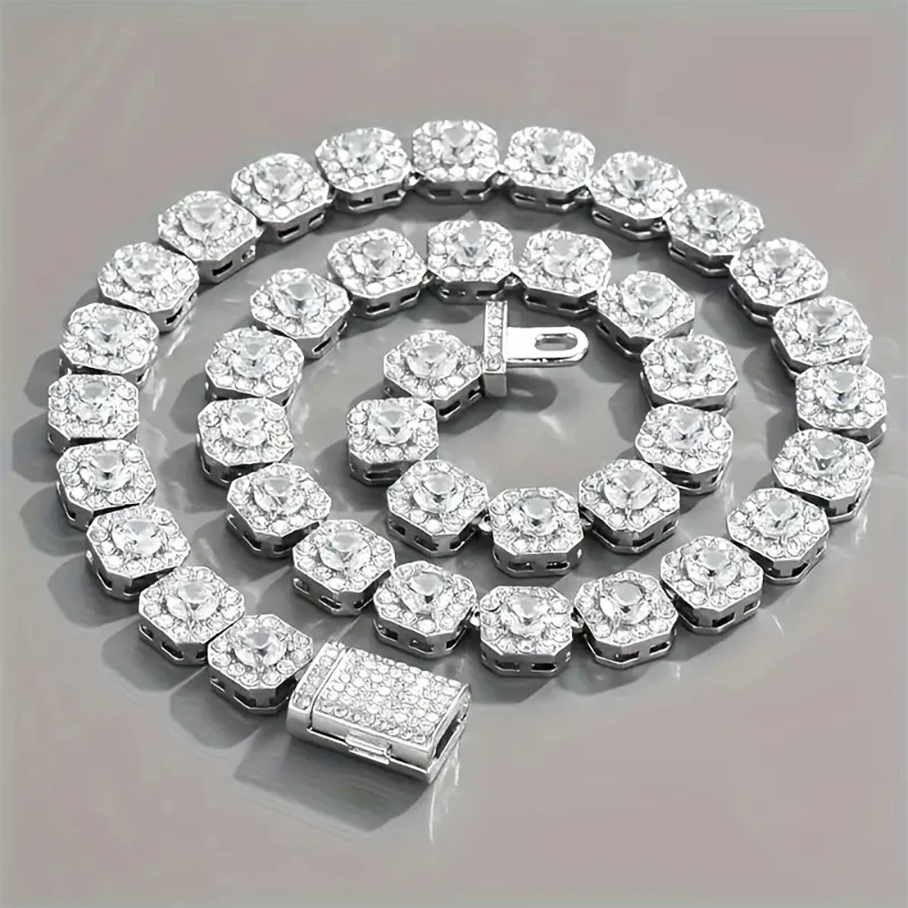 The Cubist Collection – 14K Gold Plated Square Zircon Tennis Chain with Secure Lobster Clasp